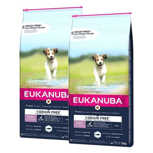 Eukanuba Puppy Grain Free Small & Medium Breed Ocean Fish 2 x 12kg