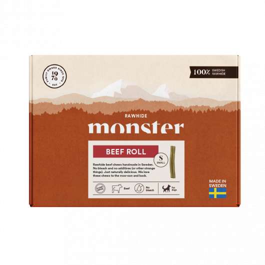 Monster Hundgodis Rawhide Beef Roll Box - XL
